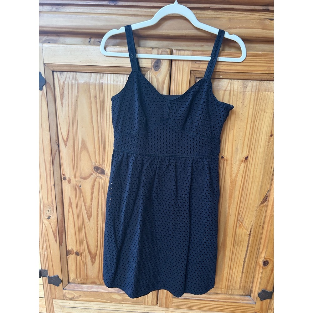 Spense Womens Black Eyelet Embroidered Sleeveless Mini Fit Flare Dress Size 8